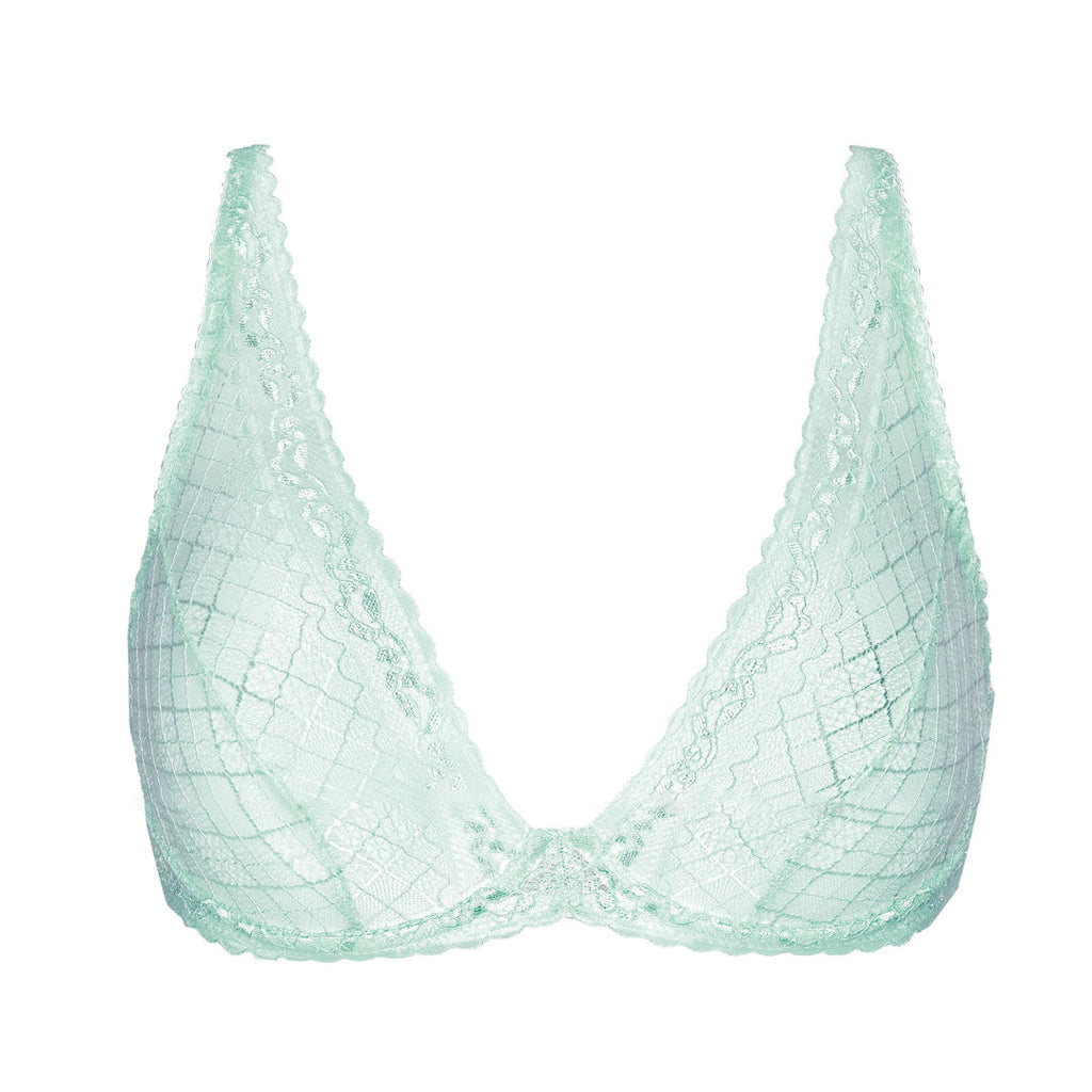 Gorteks Minty Soft Sheer Mesh Deep Plunge Bra