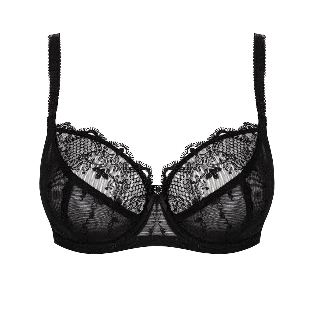 Sheer Lace Full Figure Bra Aurora Black