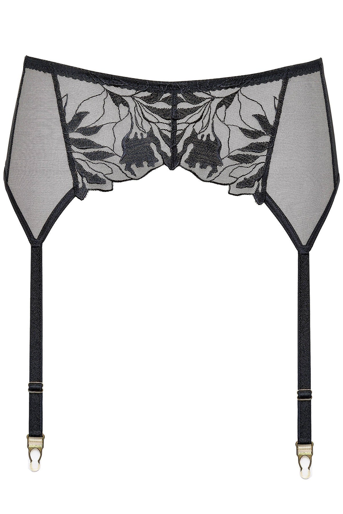 Gorteks Coco Black High Waist Mesh Garter Belt