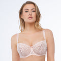 Samanta Donna Powder Rose Sheer Mesh Embroidered Balconette Bra