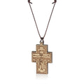 Handmade Rope Chain Necklace Wood Orthodox Cross Pendant Necklace