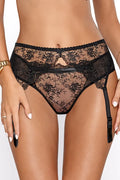 PariPari Jenny Sheer Embroidered Garter Belt Black
