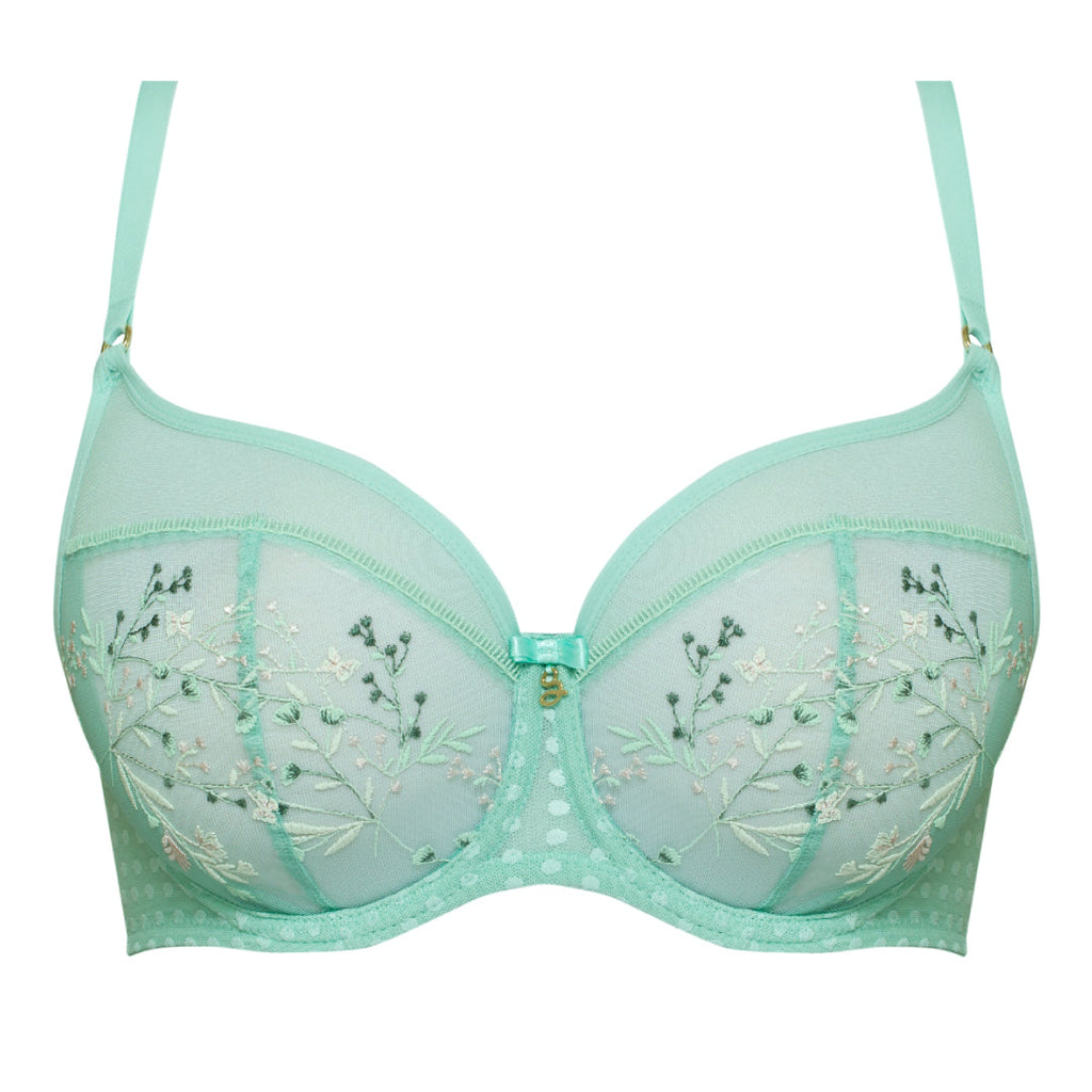 Samanta Juno Mint Sheer Mesh Embroidered Underwire Bra