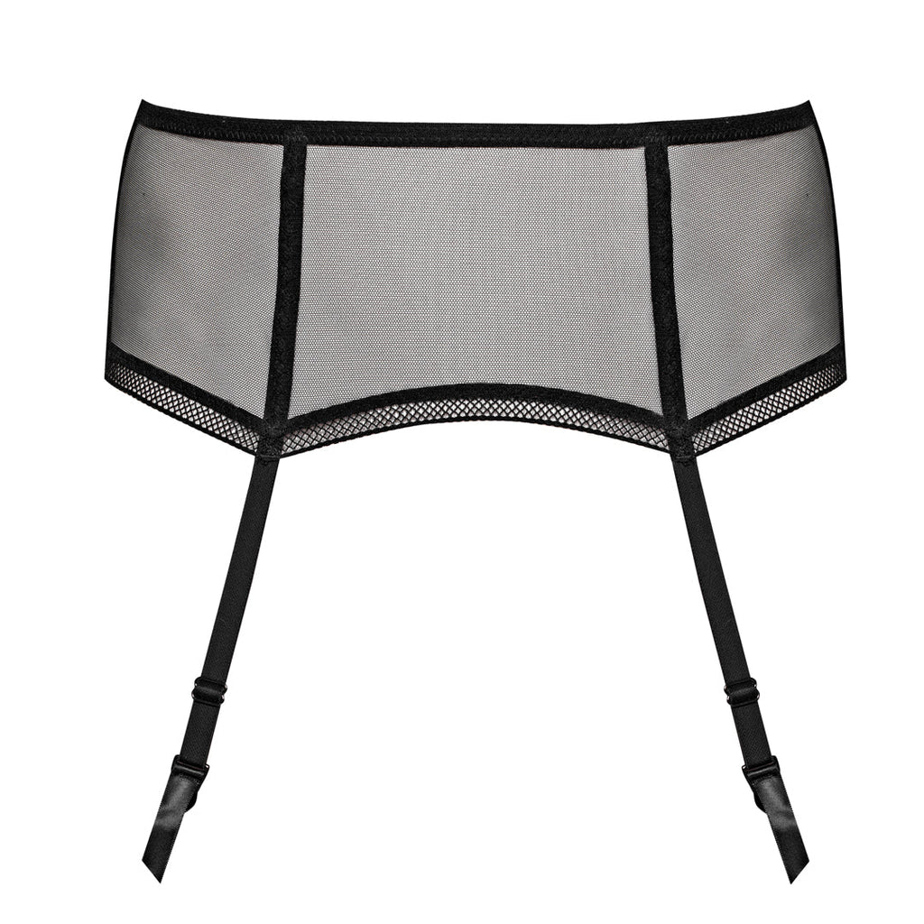 Samanta Leo Black Transparent Tulle Garter Belt