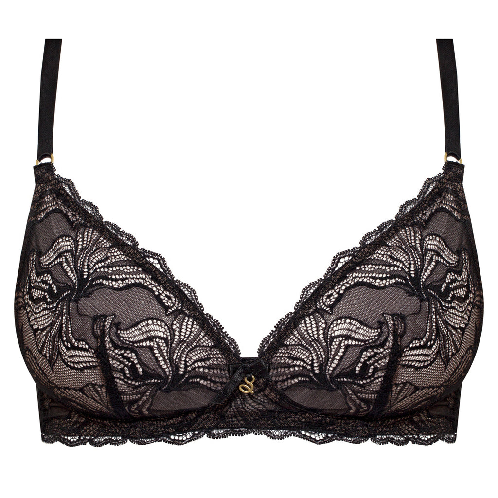 Samanta Nyks Black Sheer Lace Triangle Wireless Bra