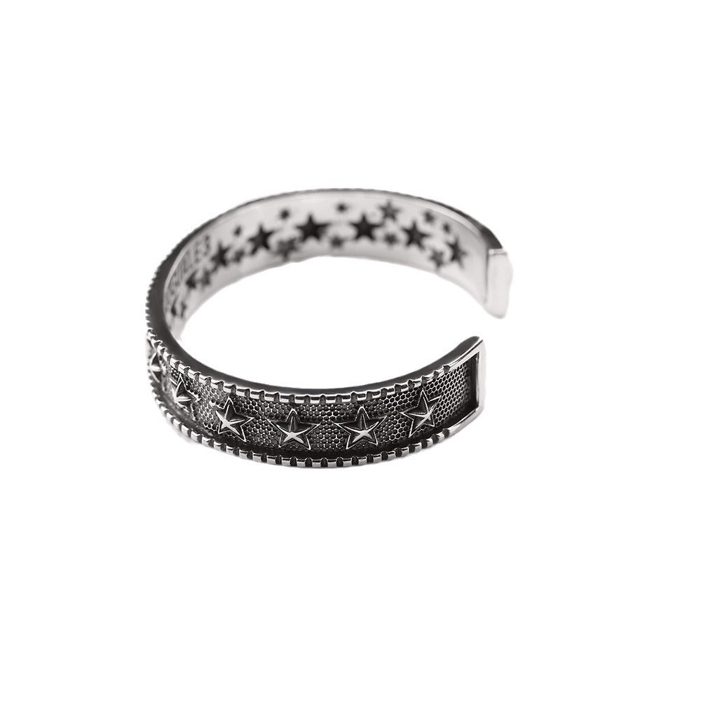 Retro five-pointed star open bracelet