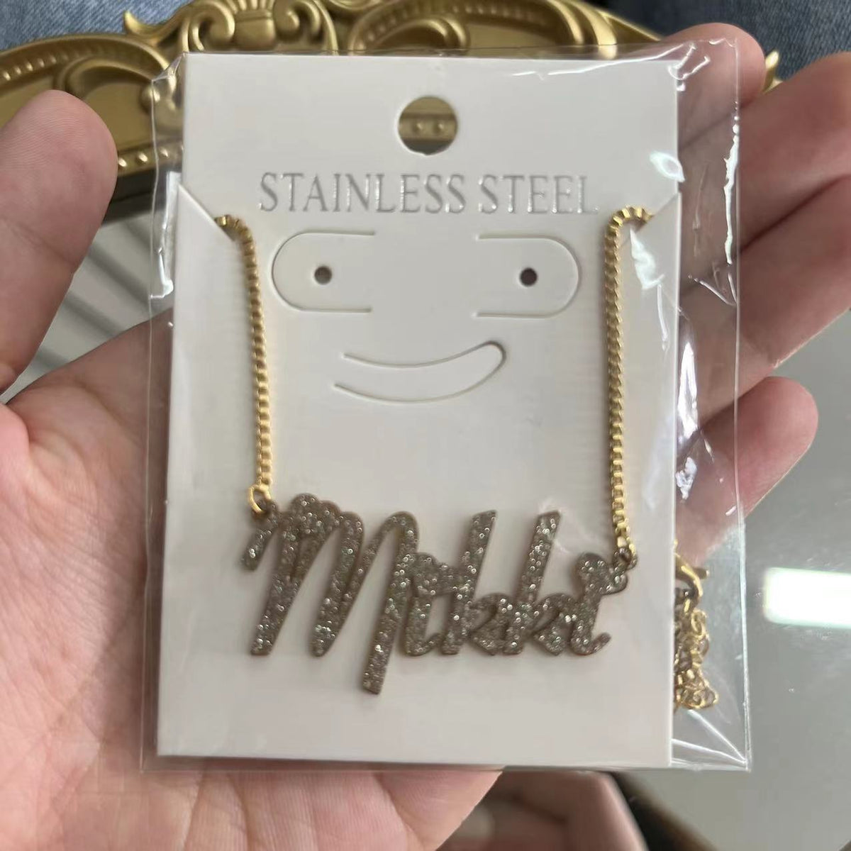 Custom Color Sticker Name Necklace Pendant