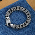 ang grass pattern silver-plated chunky bracelet