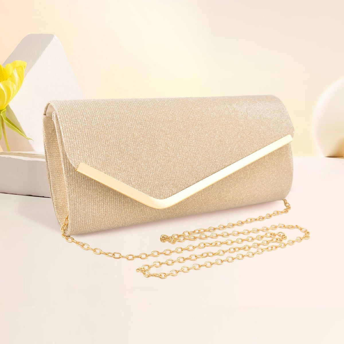 Women's three-fold bag with colorful glitter
