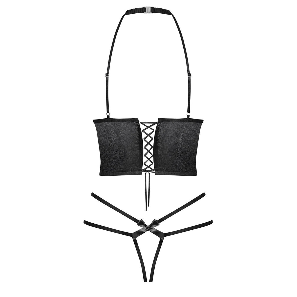Obsessive Delishya Black Open Cup Corset & String