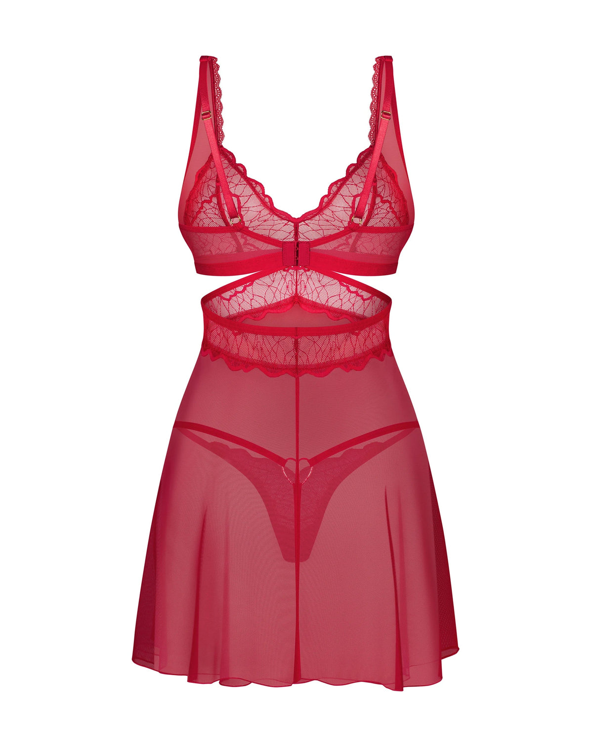 Obsessive Cupide Desir Red Lace Babydoll & Thong Lingerie Set