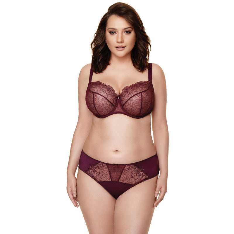 Gorteks Pamela Aubergine Sheer Mesh Balconette Bra