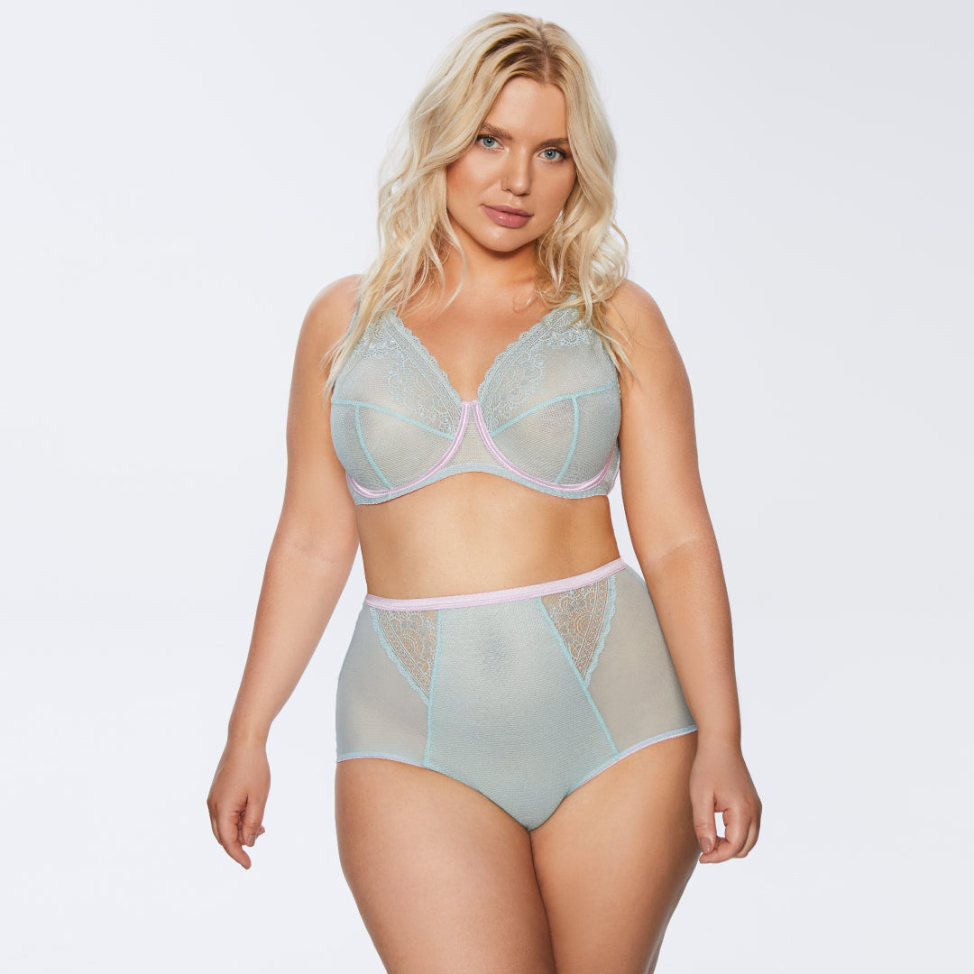 Kinga Pastellove Sheer High Waist Tulle Brief Panty