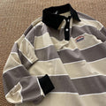 Striped POLO Shirt Men Women Casual Loose Couple BF Lapel Sweatshirts