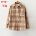 Velvet Thicken Plaid Shirts Blouses Autumn Winter Warm Shirts