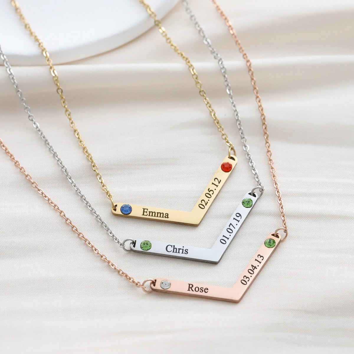 Personalized Family Necklace Mothers Day Birthstone Jewelry Customized Engraving Name Necklace