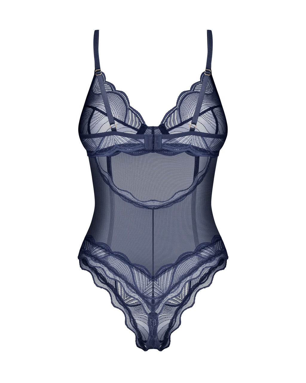 Obsessive Nightly Blue Sheer Crotchless Underwire Teddy
