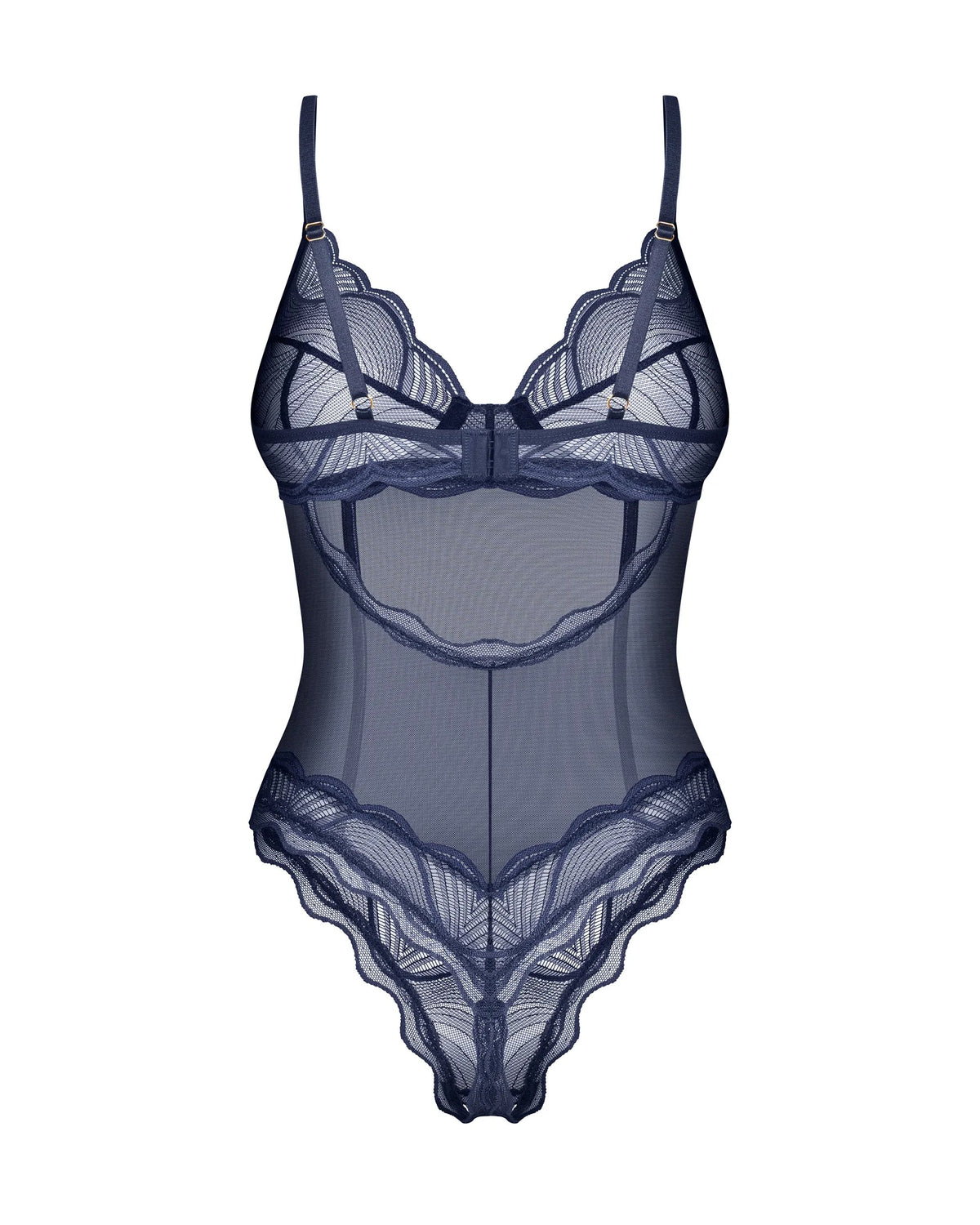 Obsessive Nightly Blue Sheer Crotchless Underwire Teddy