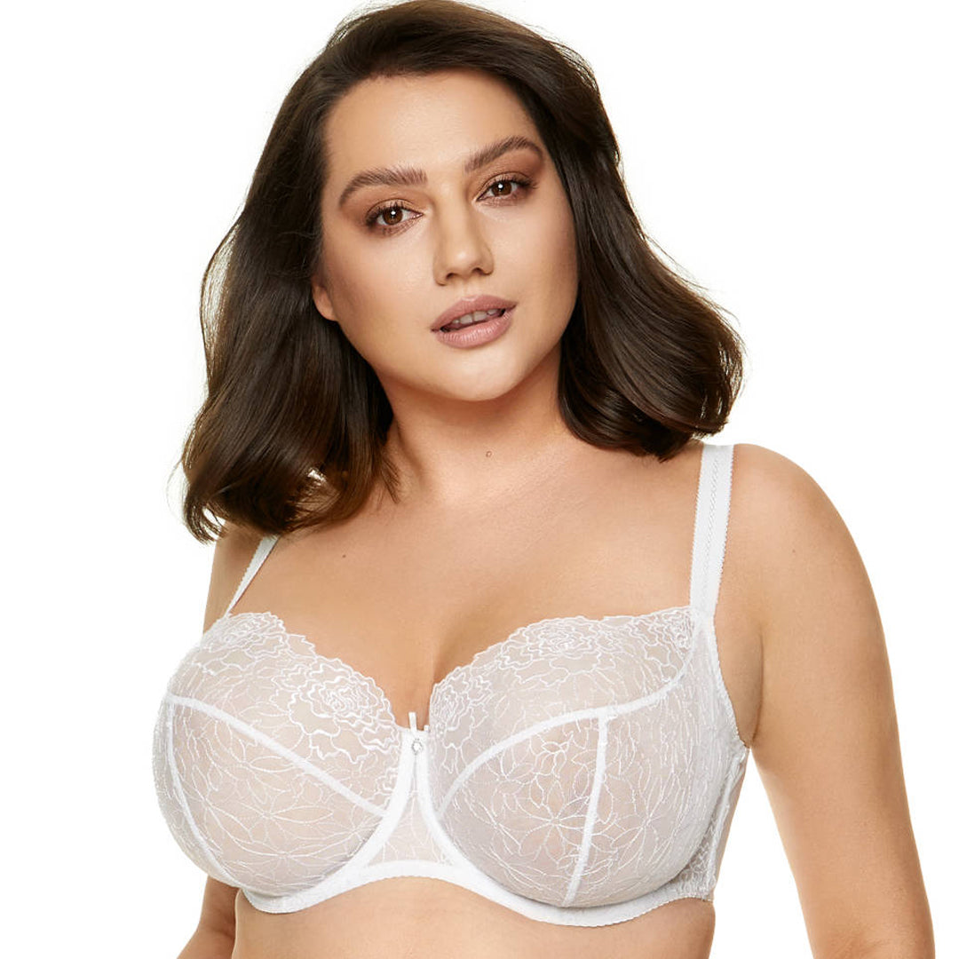 Gorteks Pamela White Sheer Mesh Balconette Bra SALE