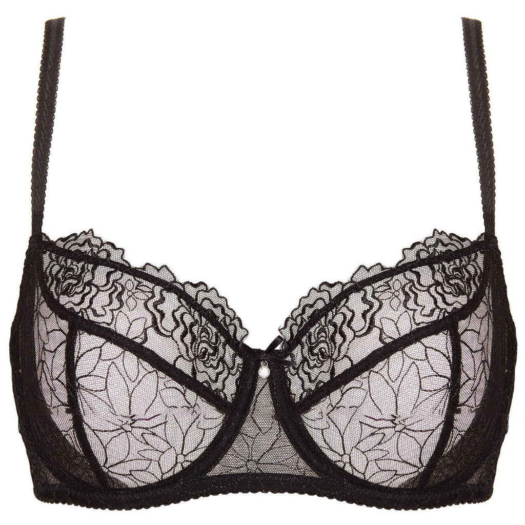 Gorteks Pamela Black Sheer Mesh Balconette Bra