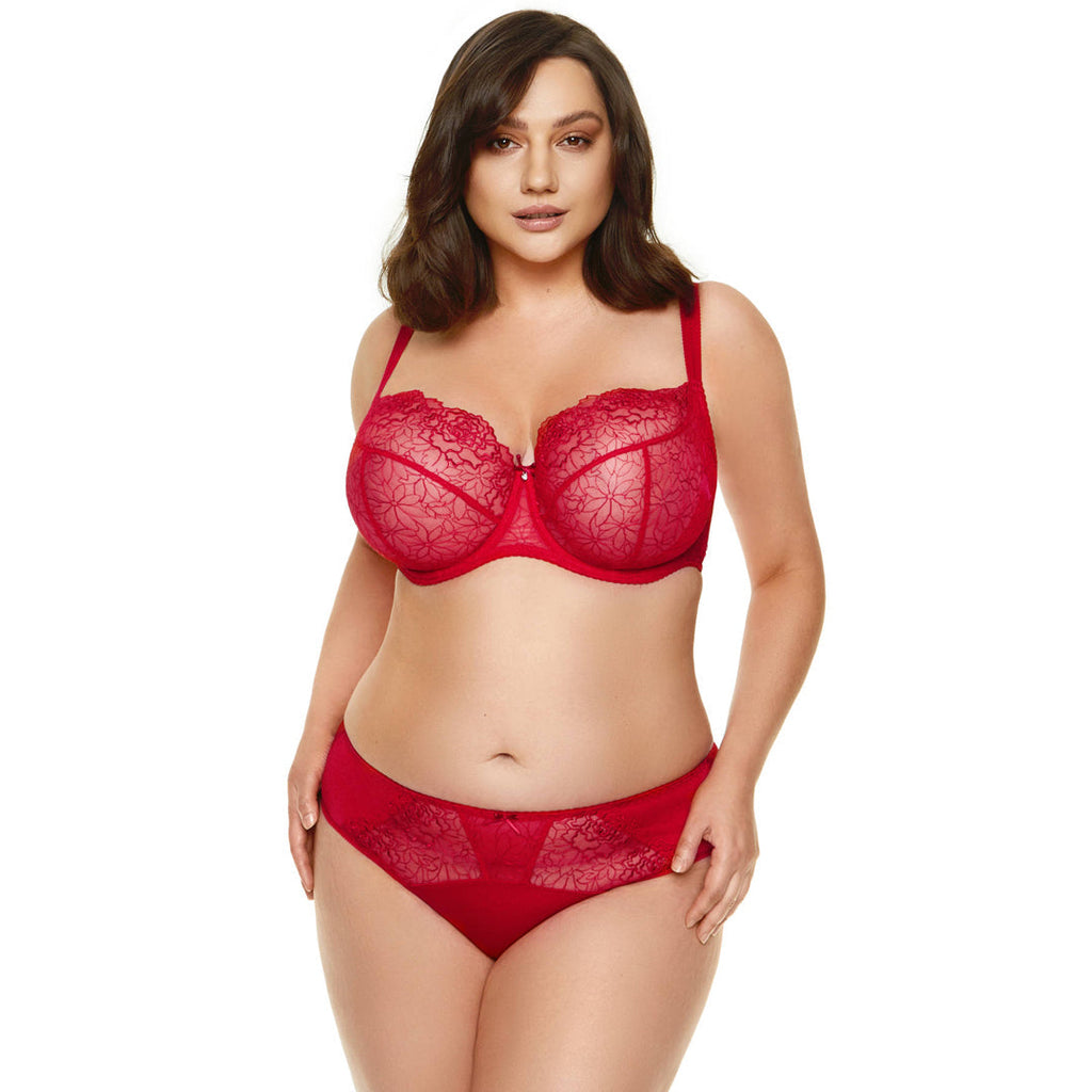 Gorteks Pamela Red Sheer Mesh Balconette Bra