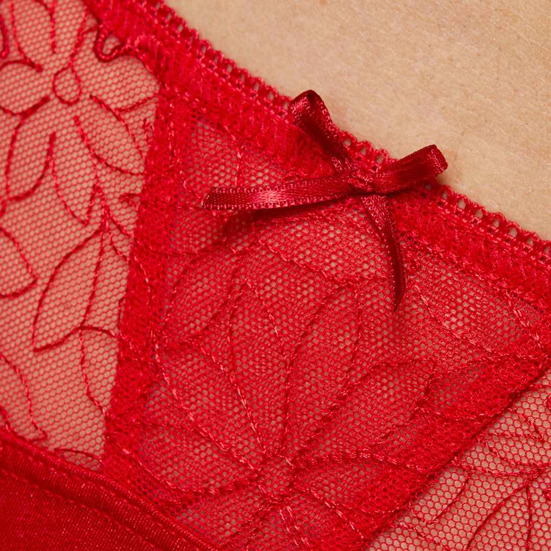 Gorteks Pamela Red Semi Sheer Low Rise Bikini Panty