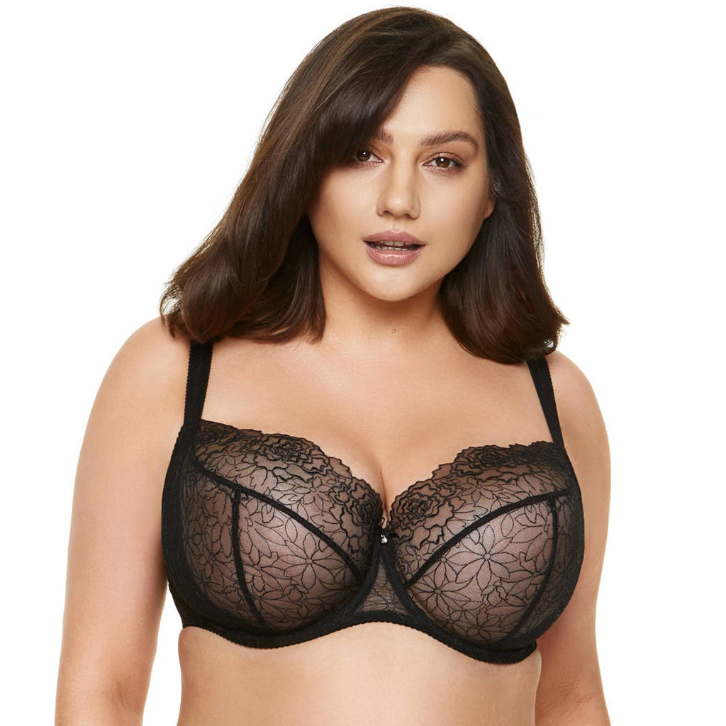 Gorteks Pamela Black Sheer Mesh Balconette Bra