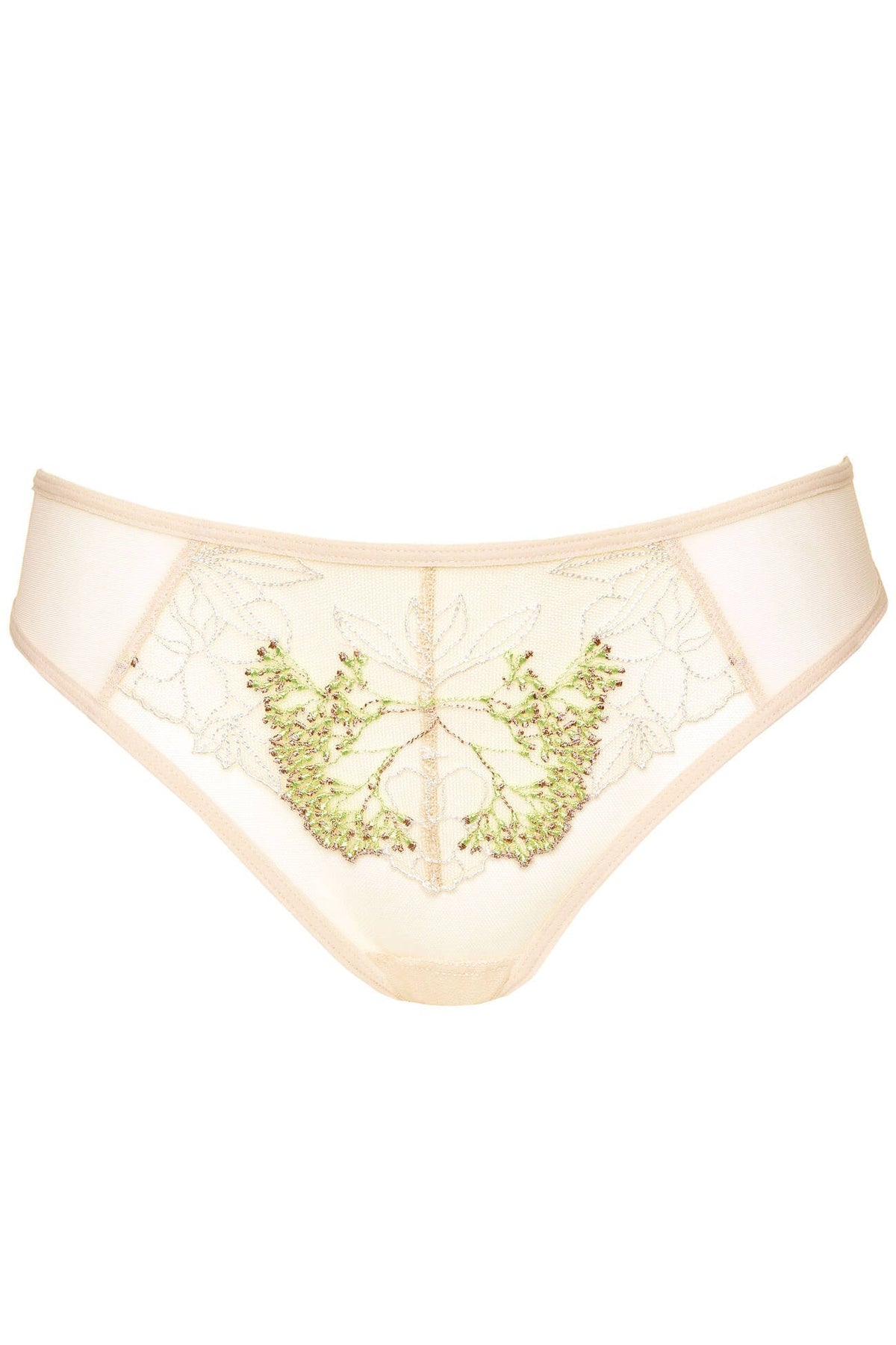 Gorteks Soleil Sheer Mesh Embroidered Brazilian Thong