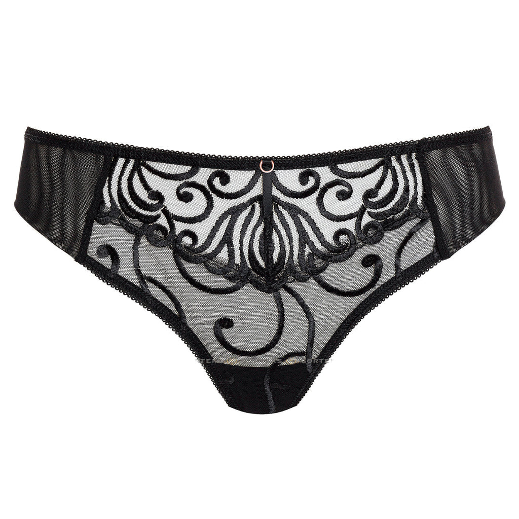 Gorteks Fiore Black Sheer Thong Panty