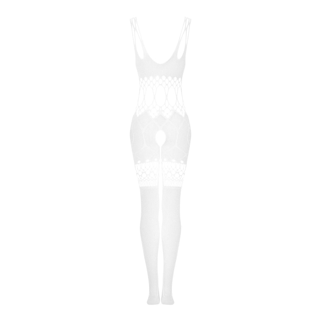 Obsessive White Cutouts Crotchless Bodystocking