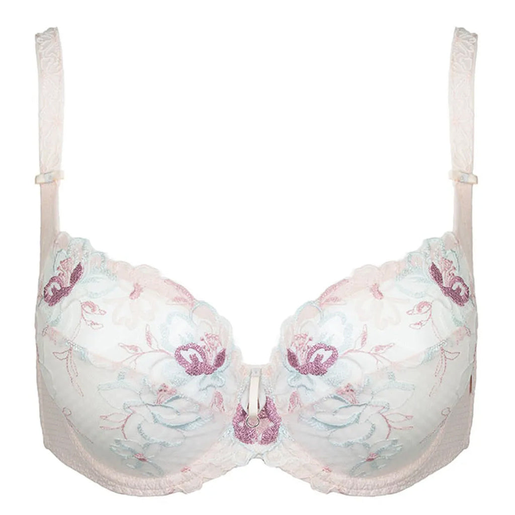Sheer Mesh Lace Demi Cup Bra Bisquit