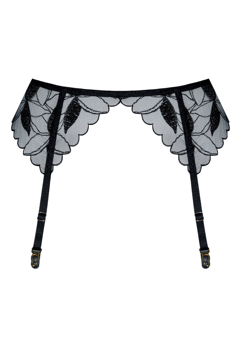 Samanta Kendall Sheer High-Waist Garter Belt