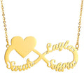 Personalized Steel Infinity Symbol Shape Heart Nameplate Necklace Custom Photo Text Engrave Name Pendant